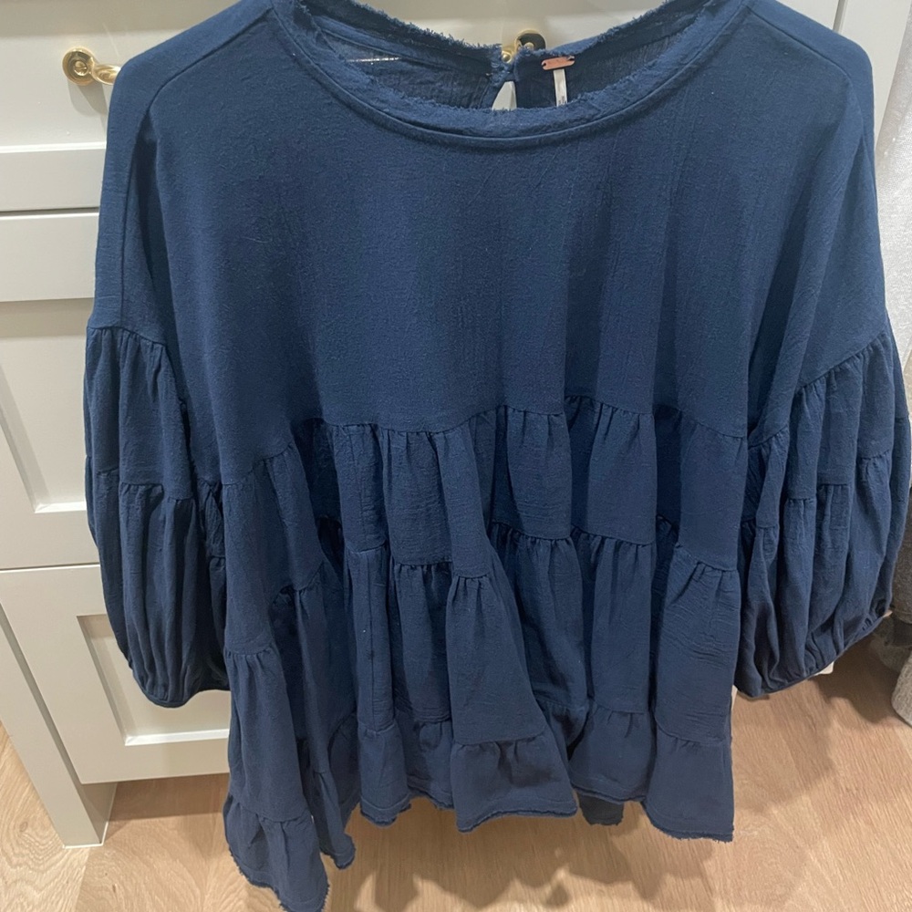 Women's Navy Blue Tiered Top
